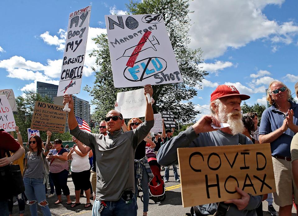 Peaceful protesters against evil vaccines